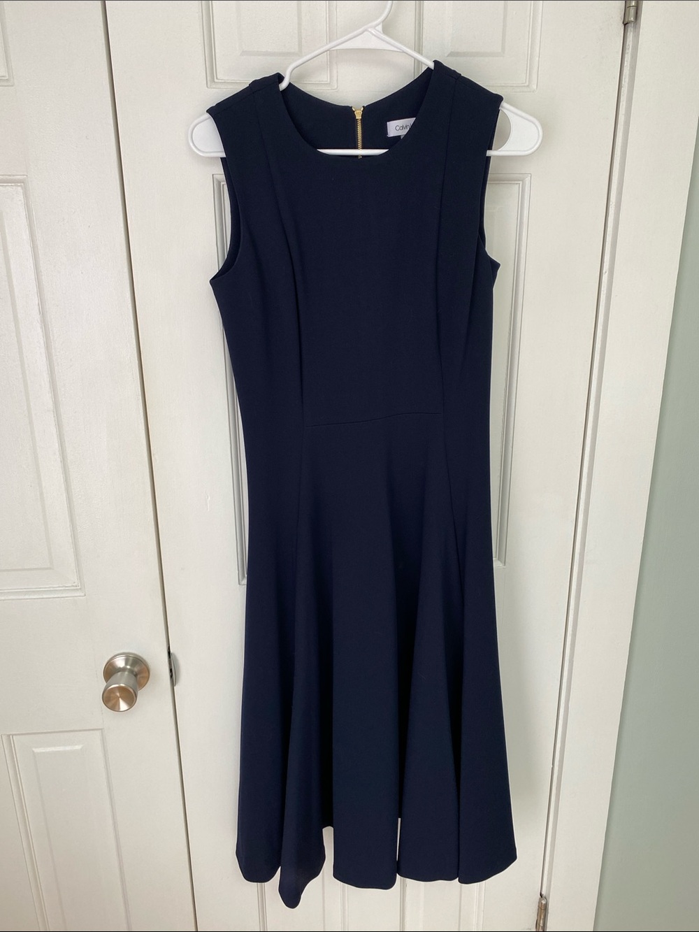 Calvin Klein Navy Sleeveless Fit-and-Flare Midi Dress